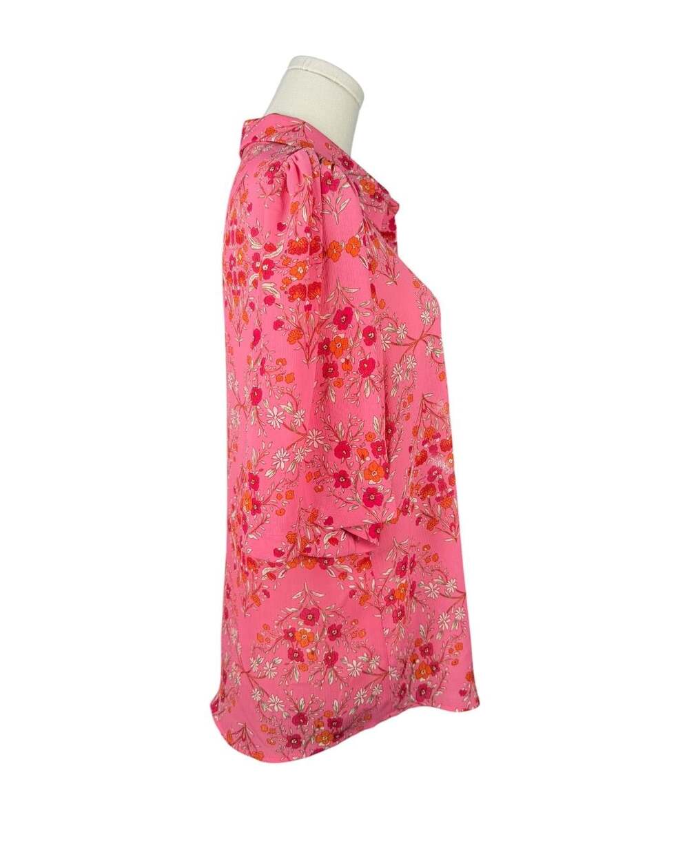 Vintage Pink Floral Short Sleeve Button-Down Shirt Sz. M JS-51 - Picture 2 of 5
